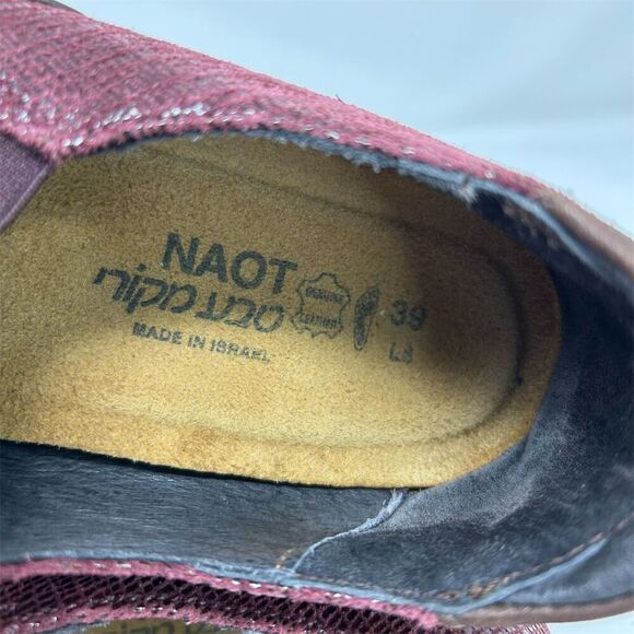 Naot Women's Purple Red Berry Slip-On Loafers Size 39 (US 8) Casual Comfort - Picture 11 of 11